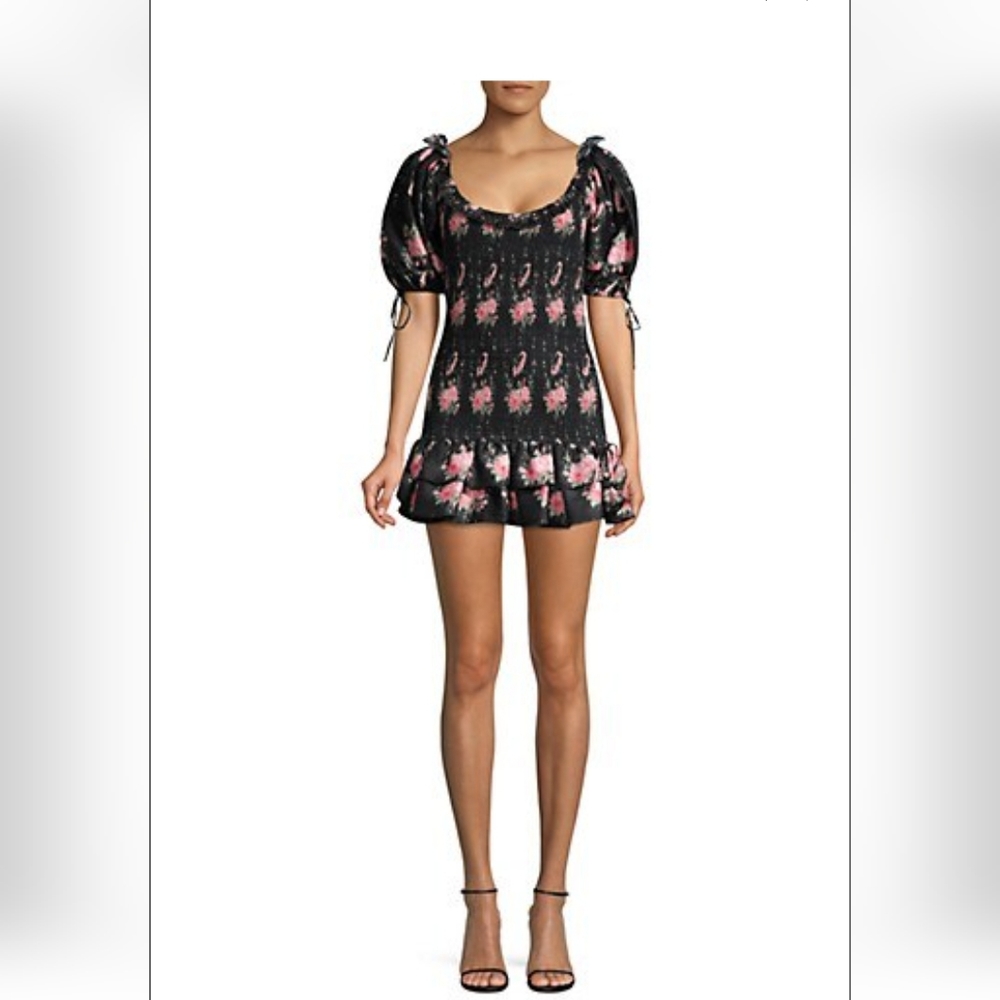 LOVESHACKFANCY puff sleeve smocked floral mini dress XS - Picture 8 of 9